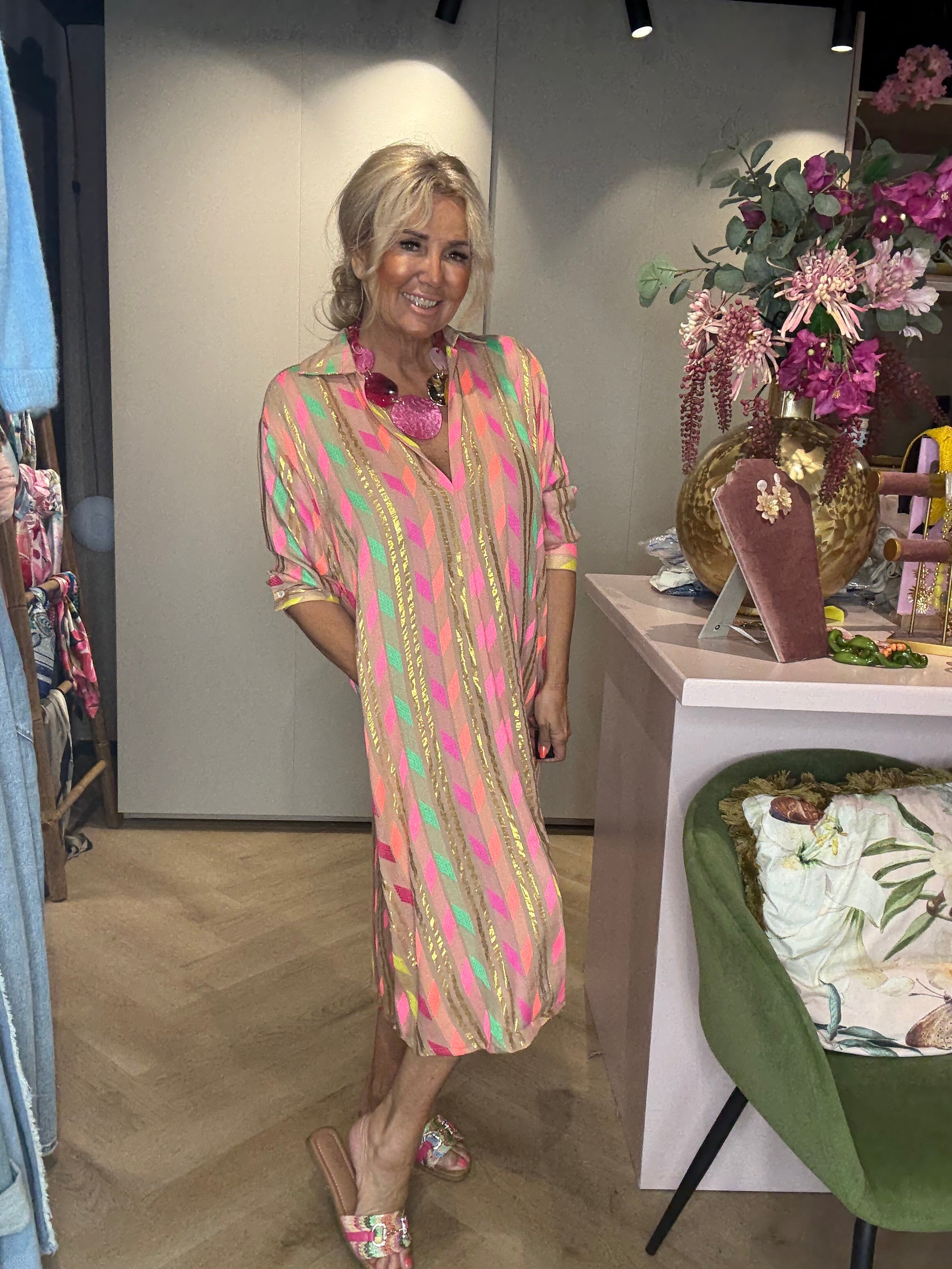 Jurk La Dolce Vita Beige/Multicolor